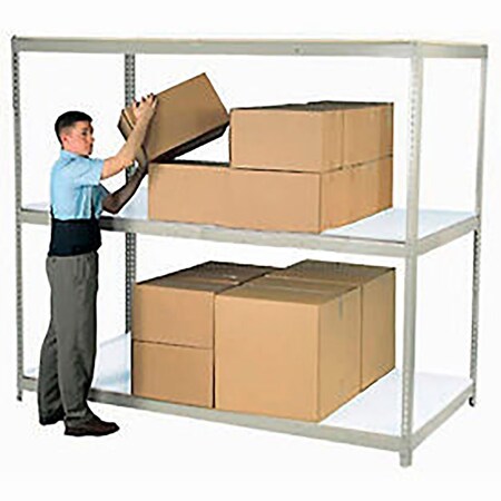 Global Industrial Wide Span Rack 48Wx48Dx60H, 3 Shelves Laminated Deck 1200 Lb Per Level, Gray B2297343